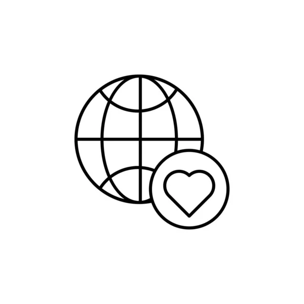 Heart Icon Simple Line Outline Vector Globe Icons Website Mobile — Vettoriale Stock