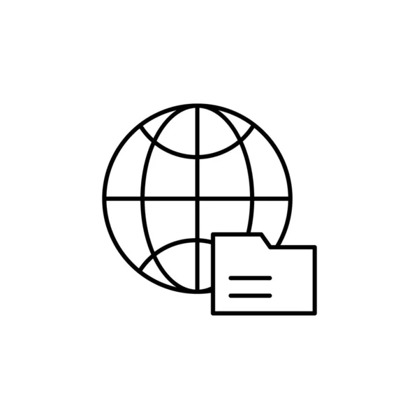 Folder Icon Simple Line Outline Vector Globe Icons Website Mobile — Vetor de Stock