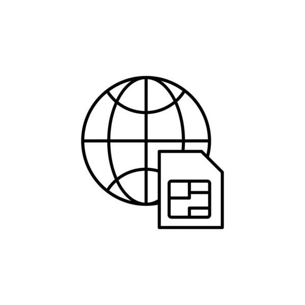 Sim Cart Icon Simple Line Outline Vector Globe Icons Website — Vetor de Stock