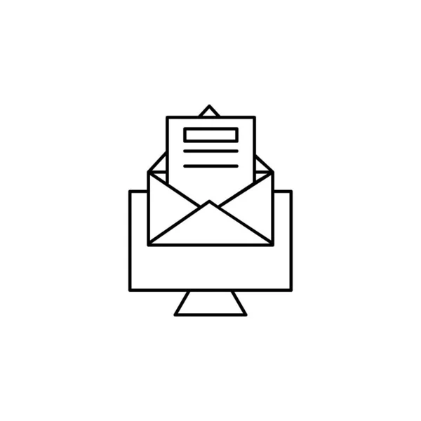 Email Υπολογιστής Αποστολή Εικονιδίου Απλή Γραμμή Περίγραμμα Διάνυσμα Των Εικονιδίων — Διανυσματικό Αρχείο