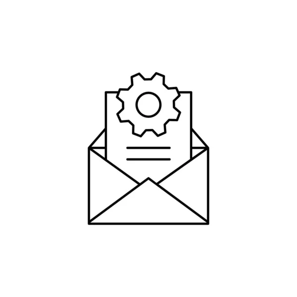 Email Gear Send Icon Simple Line Outline Vector Information Transfer — Stock Vector