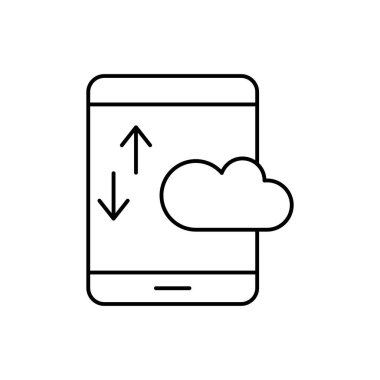 Smartphone, arrows, cloud, SEO icon. Simple line, outline vector elements of commerce icons for ui and ux, website or mobile application on white background