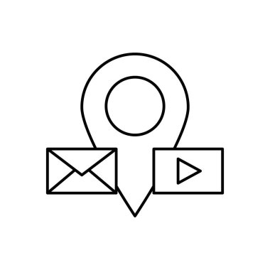Pin mail and player icon. Simple line, outline vector elements of commerce icons for ui and ux, website or mobile application on white background