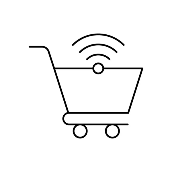 Shopping Cart Wifi Seo Icon Simple Line Outline Vector Elements — Archivo Imágenes Vectoriales