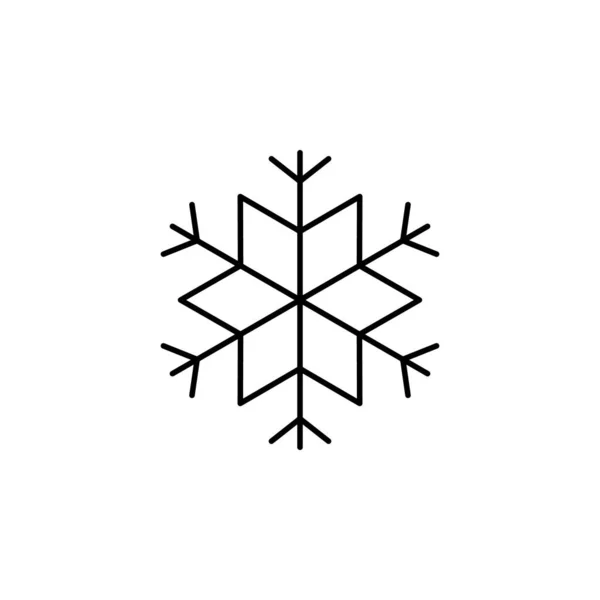 Snowflake Icon Christmas Winter Theme Simple Outline Illustration White Background — Stock Vector