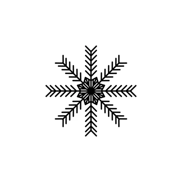 Snowflake Icon Christmas Winter Theme Simple Outline Illustration White Background — Stock vektor