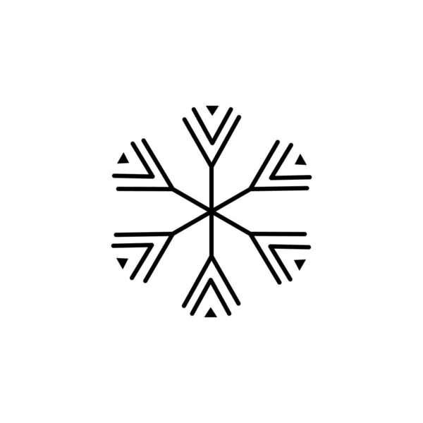 Snowflake Icon Christmas Winter Theme Simple Outline Illustration White Background — Wektor stockowy