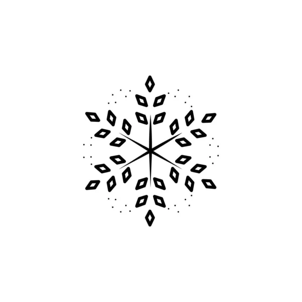 Snowflake Icon Christmas Winter Theme Simple Outline Illustration White Background — Vetor de Stock