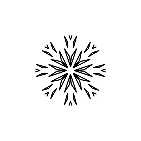 Snowflake Icon Christmas Winter Theme Simple Outline Illustration White Background — Wektor stockowy