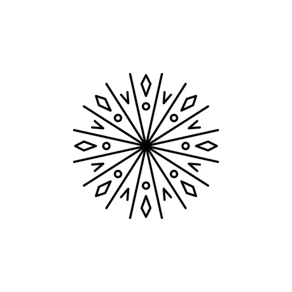 Snowflake Icon Christmas Winter Theme Simple Outline Illustration White Background — Stockový vektor