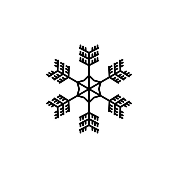 Snowflake Icon Christmas Winter Theme Simple Outline Illustration White Background — Stock vektor