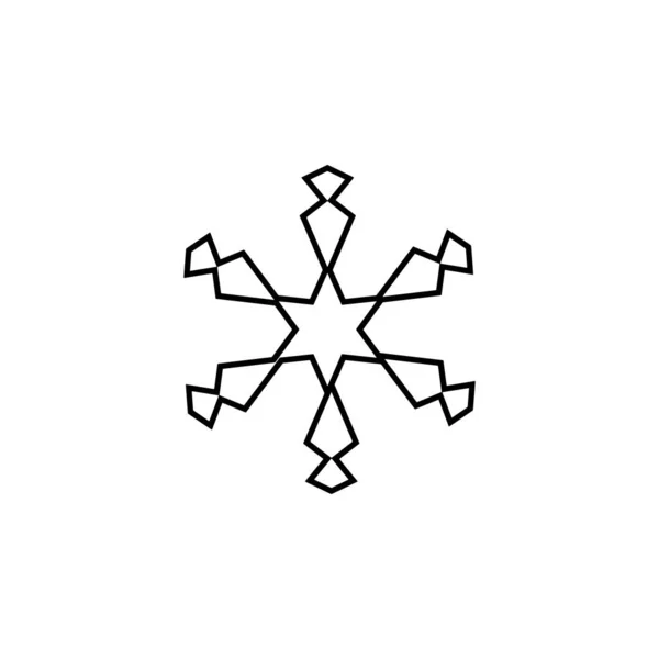 Snowflake Icon Christmas Winter Theme Simple Outline Illustration White Background — Stock vektor