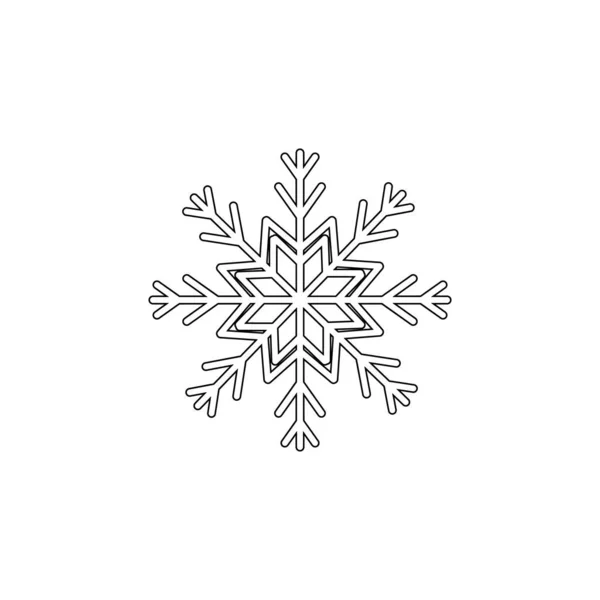 Snowflake Icon Christmas Winter Theme Simple Outline Illustration White Background — Vetor de Stock