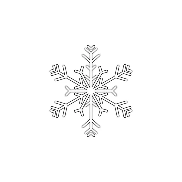 Snowflake Icon Christmas Winter Theme Simple Outline Illustration White Background — Stockvektor