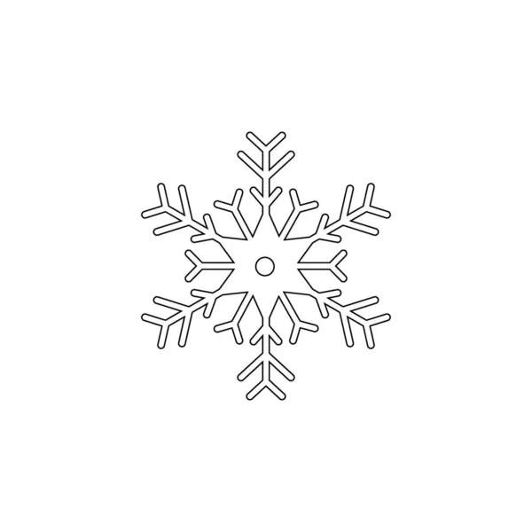 Snowflake Icon Christmas Winter Theme Simple Outline Illustration White Background — Stok Vektör