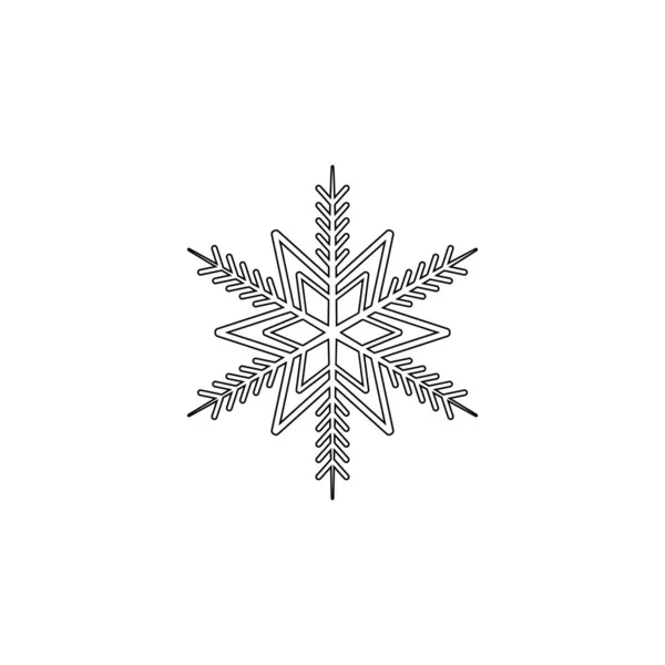 Snowflake Icon Christmas Winter Theme Simple Outline Illustration White Background — Vetor de Stock