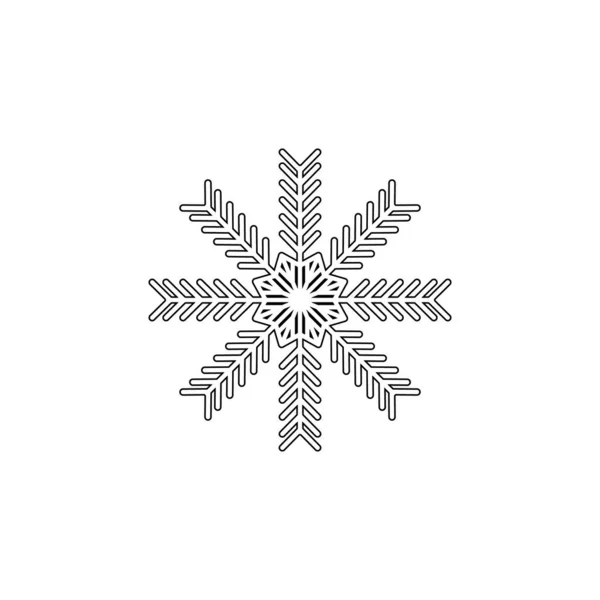Snowflake Icon Christmas Winter Theme Simple Outline Illustration White Background — Stockvektor