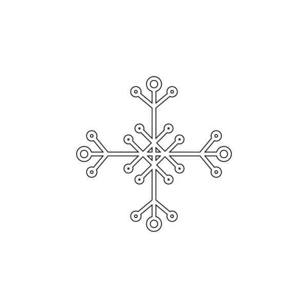 Snowflake Icon Christmas Winter Theme Simple Outline Illustration White Background — Stockvektor