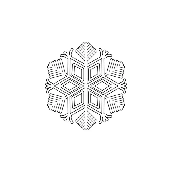 Snowflake Icon Christmas Winter Theme Simple Outline Illustration White Background — Vettoriale Stock