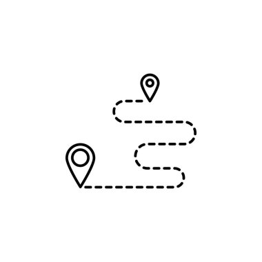 connected pins outline icon on white background