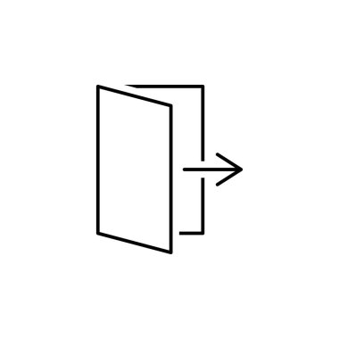 exit sign outline icon on white background