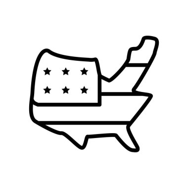 Map USA flag icon. Simple line, outline vector elements of America icons for ui and ux, website or mobile application on white background