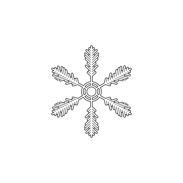 Snowflake Icon Christmas Winter Theme Simple Outline Illustration White Background — Vetor de Stock