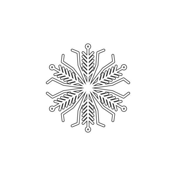 Snowflake Icon Christmas Winter Theme Simple Outline Illustration White Background — Vettoriale Stock
