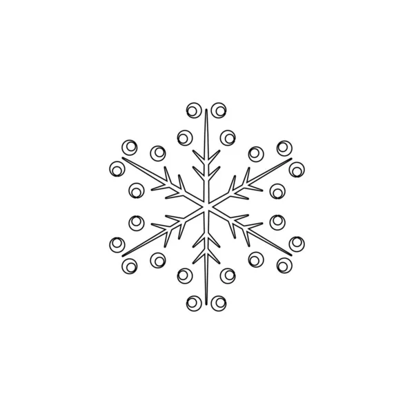 Snowflake Icon Christmas Winter Theme Simple Outline Illustration White Background — Stok Vektör