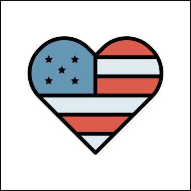 Love heart USA icon. Simple color with outline vector elements of America icons for ui and ux, website or mobile application on white background