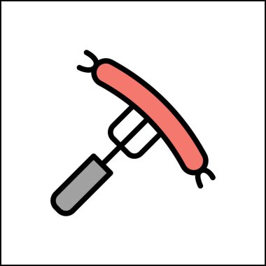 Food fork sausage icon. Simple color with outline vector elements of America icons for ui and ux, website or mobile application on white background