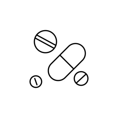 Pills icon. Simple line, outline vector of addiction icons for ui and ux, website or mobile application on white background