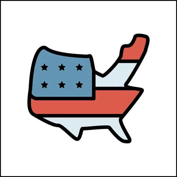 Map Usa Flag Icon Simple Color Outline Vector Elements America — ストックベクタ