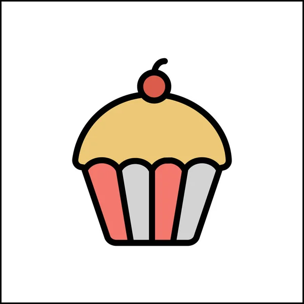 Food Cake Cherry Icon Simple Color Outline Vector Elements America — Vettoriale Stock