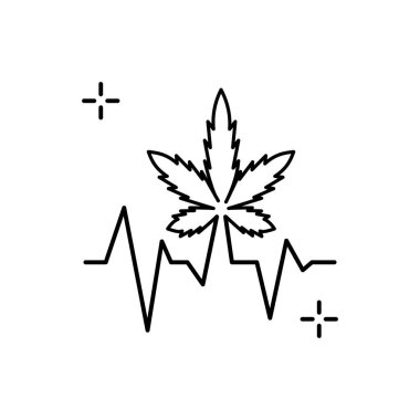 Cardiogram, marijuana, addictions icon. Simple line, outline vector elements of addictive human for ui and ux, website or mobile application on white background