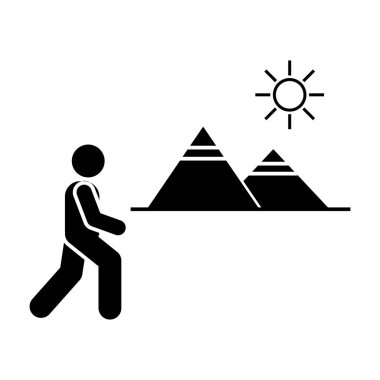 Man adventure camping pyramid icon. Element of pictogram adventure illustration vector
