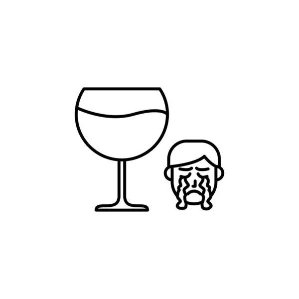 Alcohol Allergic Face Icon Element Problems Allergies Icon Thin Line — Vector de stock