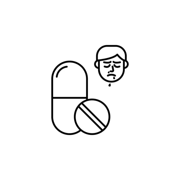 Drug Allergic Face Icon Element Problems Allergies Icon Thin Line — Vettoriale Stock