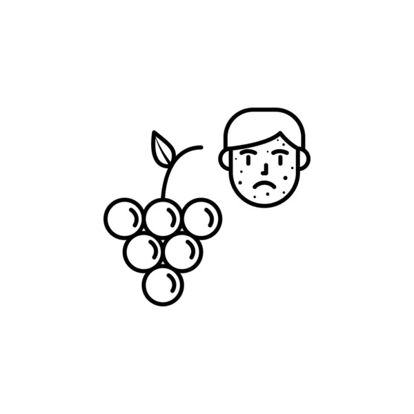 Grape Allergic Face Icon Element Problems Allergies Icon Thin Line — Vector de stock