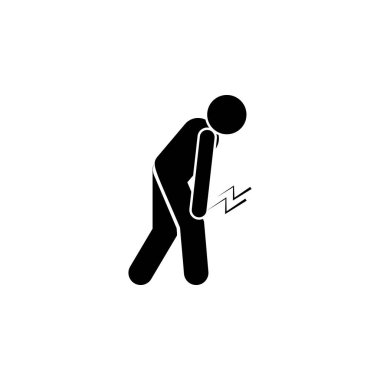 Stick figure, pain, leg icon. Element of amyotrophic lateral sclerosis icon on white background