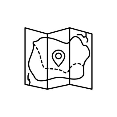 map, location pin icon. Simple line, outline vector elements of archeology for ui and ux, website or mobile application on white background