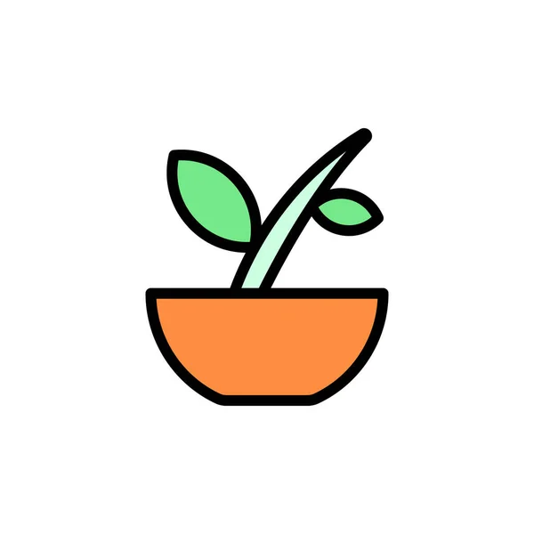 Bowl Leaf Herb Icon Simple Color Outline Vector Elements Alternative —  Vetores de Stock