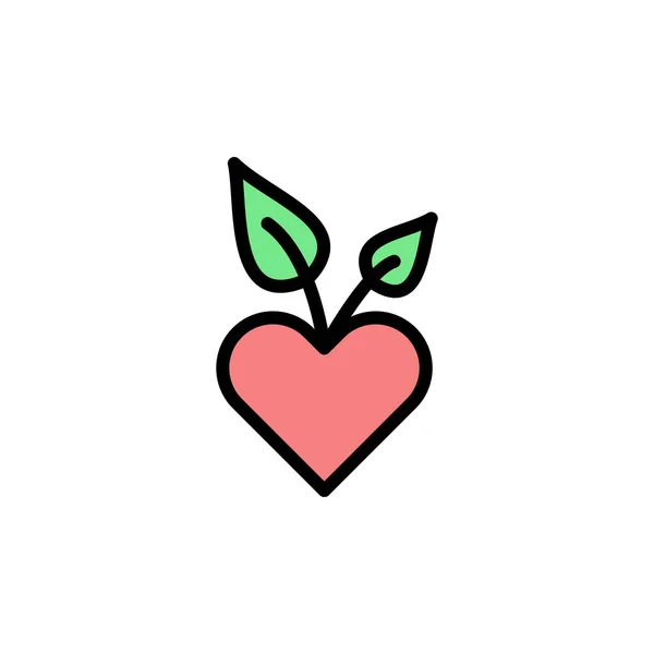 Heart Love Leaf Icon Simple Color Outline Vector Elements Alternative — Stock Vector