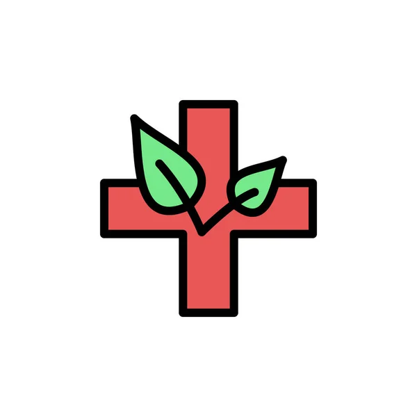 Homeopathy Cross Leaf Icon Simple Color Outline Vector Elements Alternative — Stockvektor