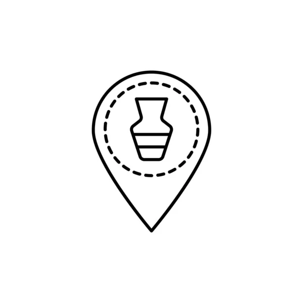 Location Pin Vase Icon Simple Line Outline Vector Elements Archeology — Stock vektor
