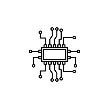 Microchip electronic device icon. Element of artificial intelligence icon for mobile concept and web apps. Thin line Microchip electronic device icon can be used for web and mobile on white background
