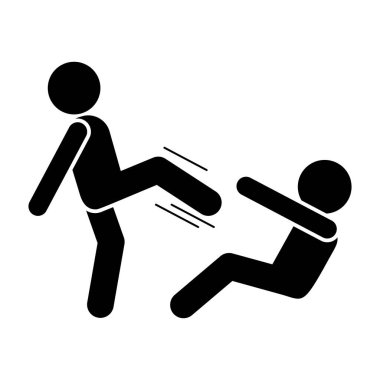 Kick men kicking icon. Simple pictogram of fighting icons for ui and ux, website or mobile application on white background