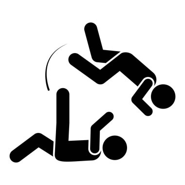 Flying men kick icon. Simple pictogram of fighting icons for ui and ux, website or mobile application on white background