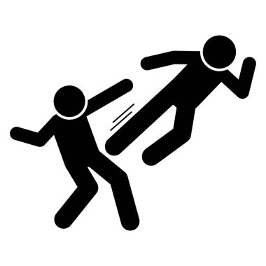 Flying men kick icon. Simple pictogram of fighting icons for ui and ux, website or mobile application on white background