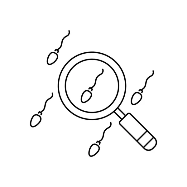 Magnifier Search Sperm Icon Simple Line Outline Vector Artificial Insemination — Stok Vektör